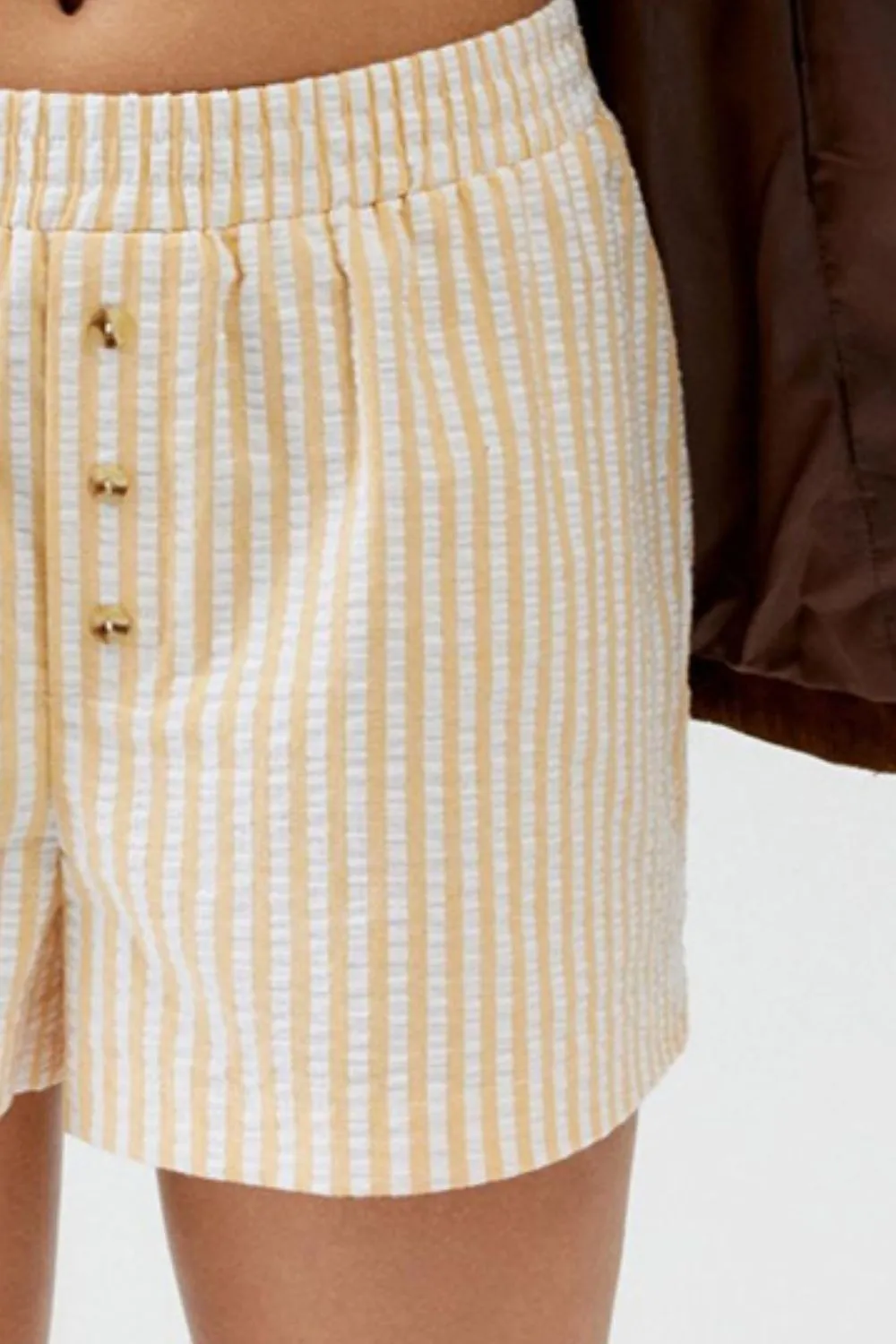 Easygoing Striped Elastic Waist Shorts