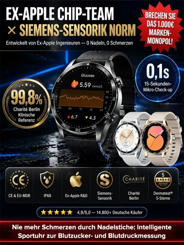 No More Pricking Pain: Smart Sports Watch Monitors Blood Glucose and Blood