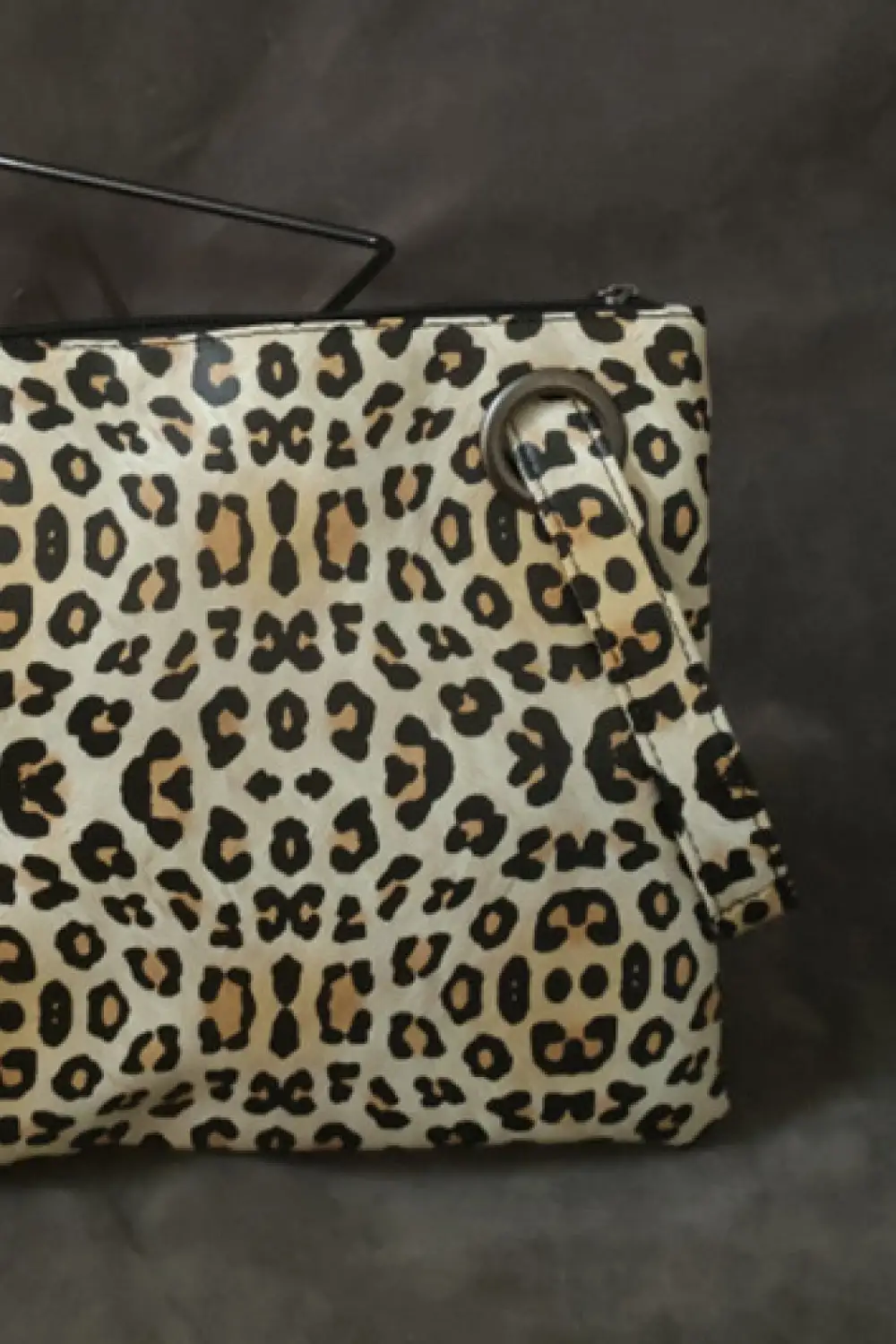 Leopard Print Faux Leather Clutch
