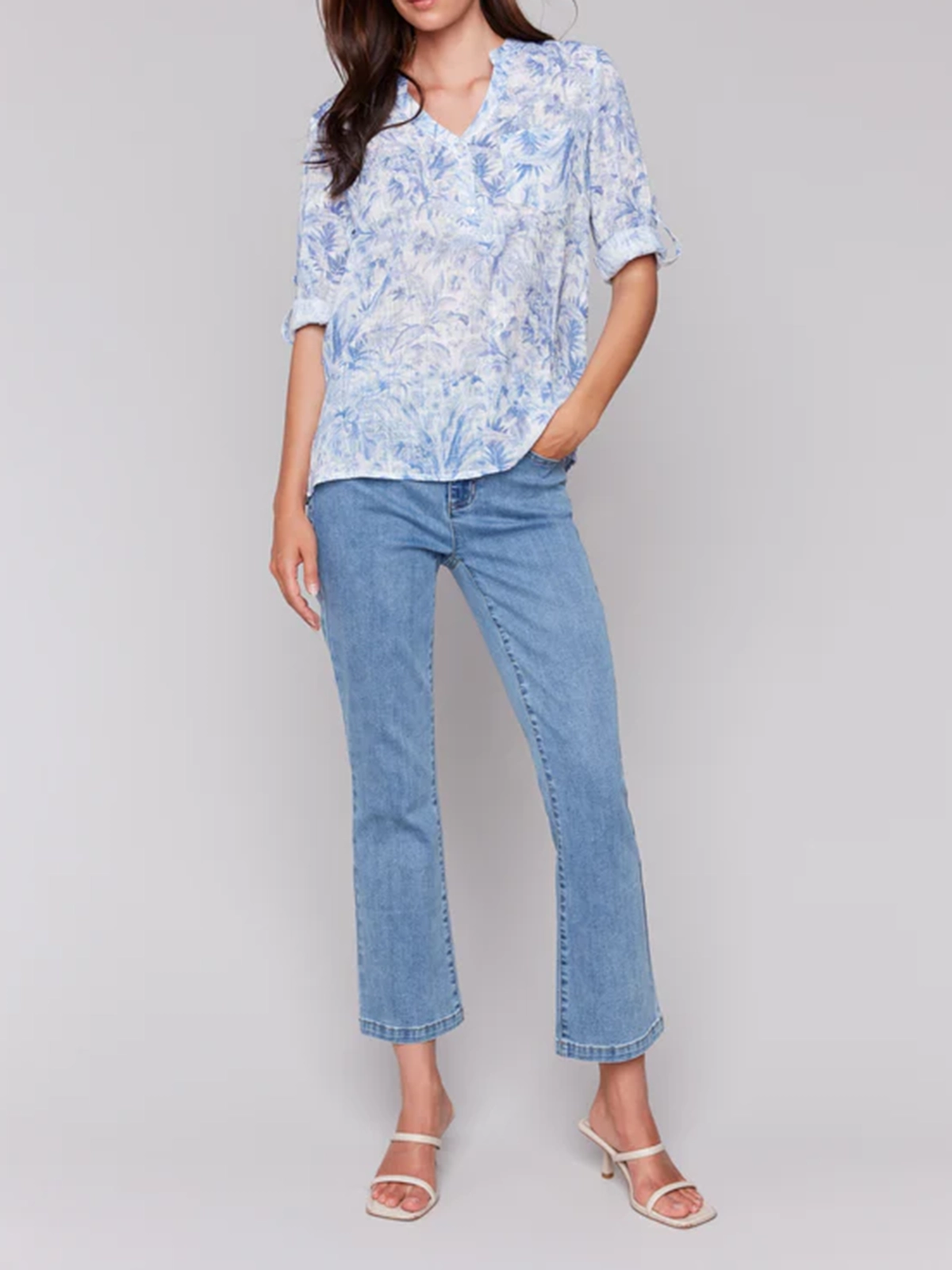 Artistic Cotton V-Neck Short Sleeves