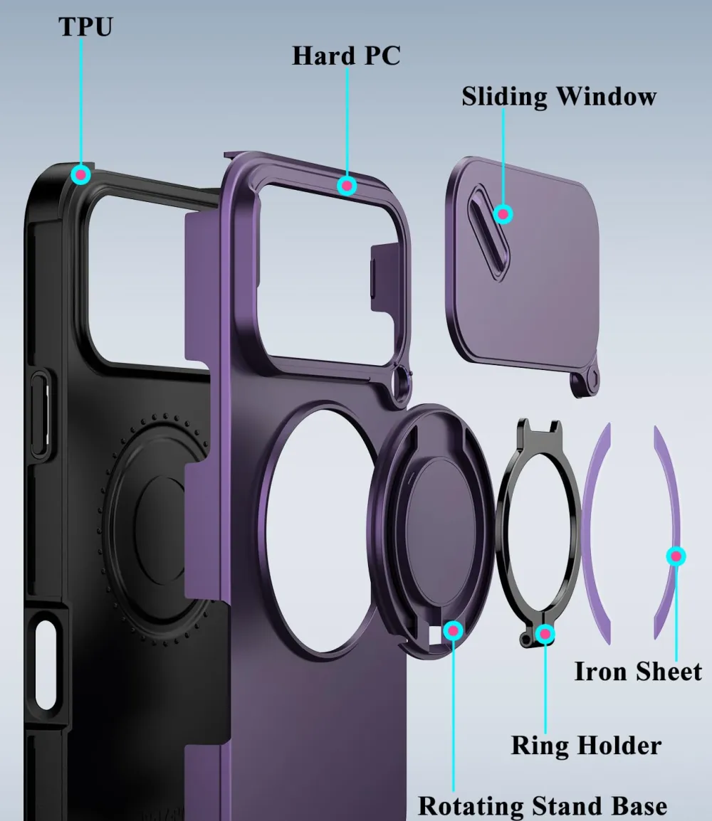 For iPhone 18 Pro Max LINK Phone Case Apple 15 Pro Sliding Window Stand Shockproof Protective Cover