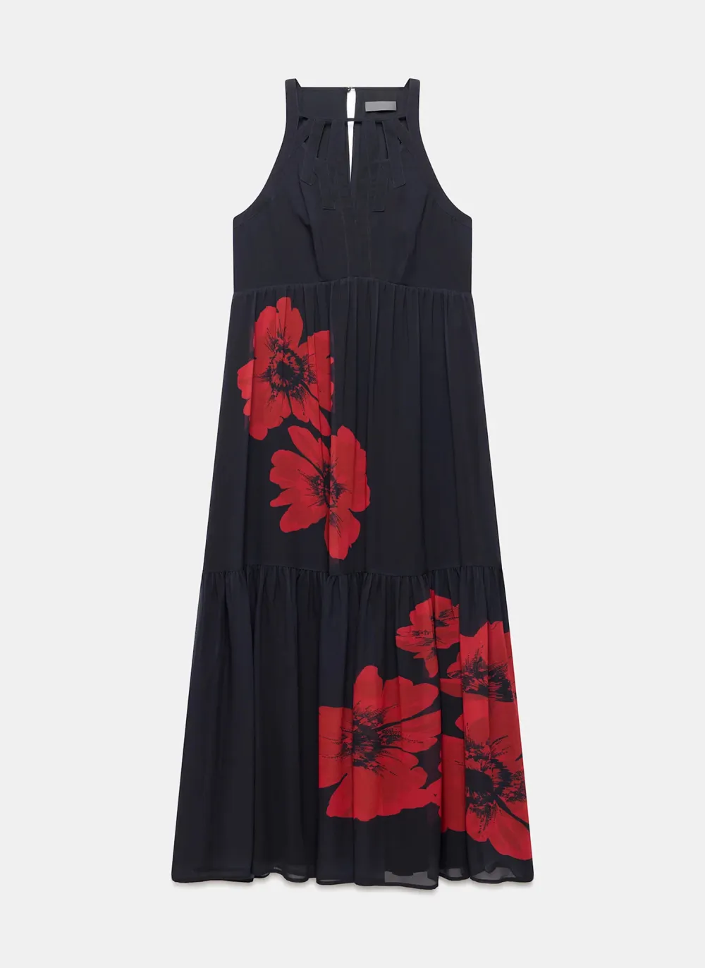 Casual Style Black Floral Print Maxi Dress