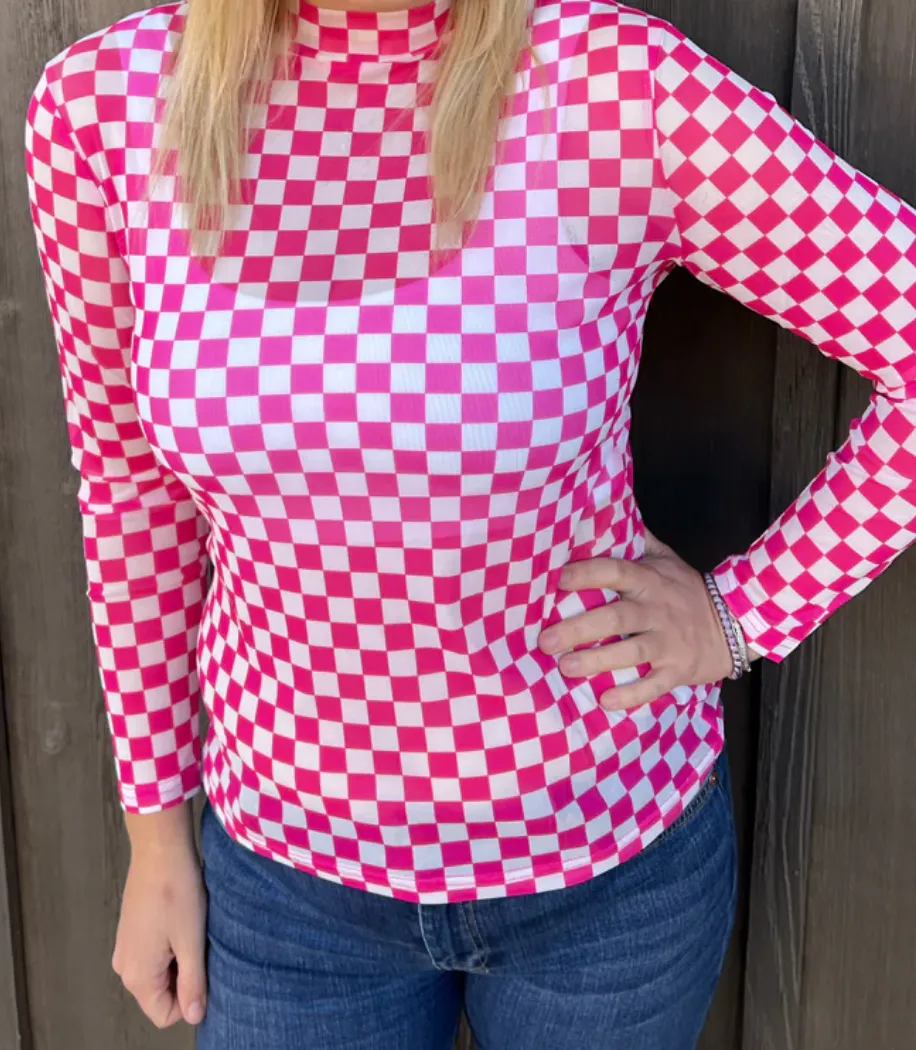Neat Checkered Mesh Top