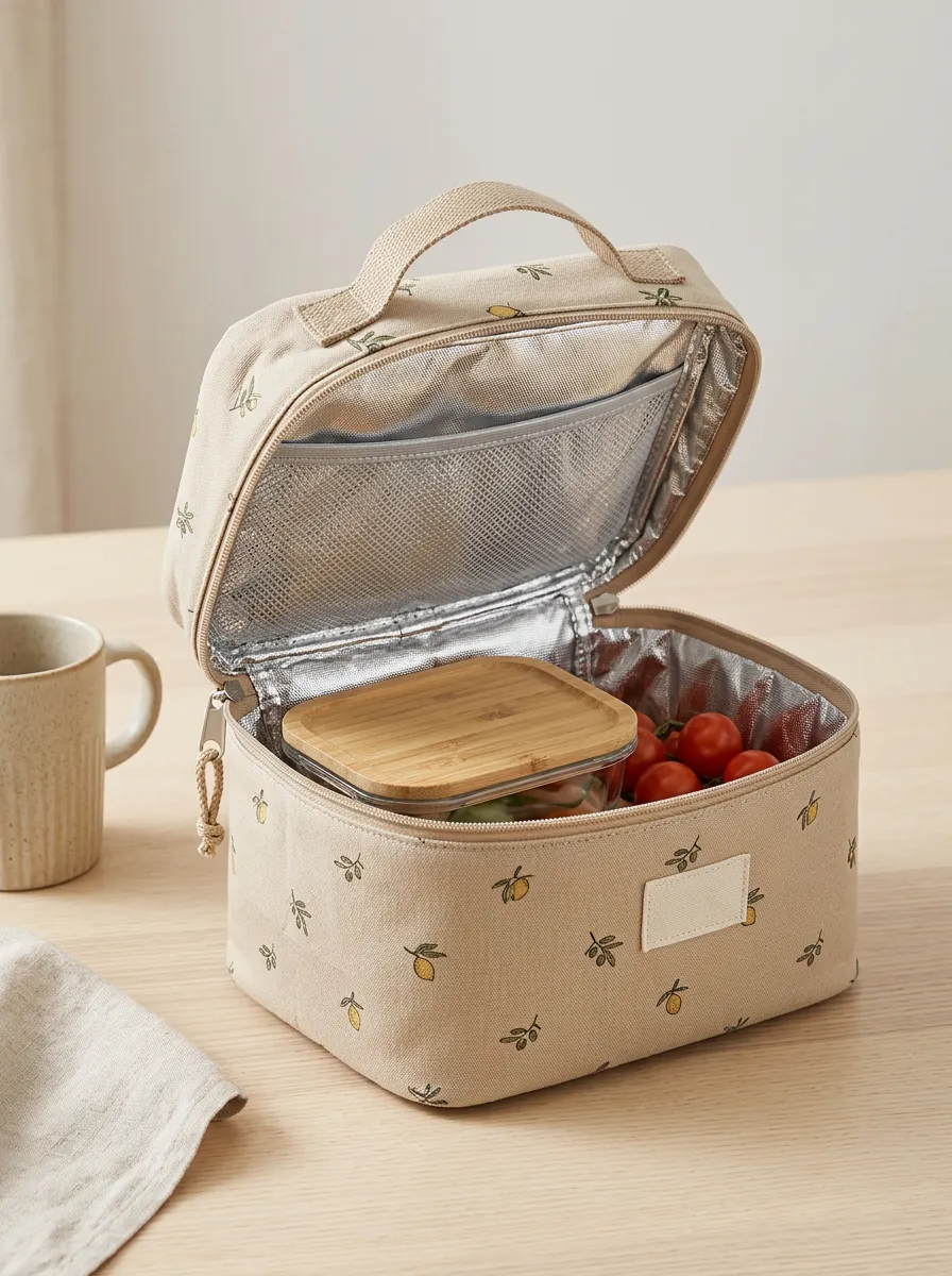 Minimalist Lemon Pattern Printed Insulated Lunch Bag
