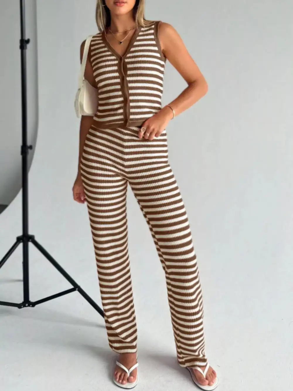Striped Knit Jumpsuit