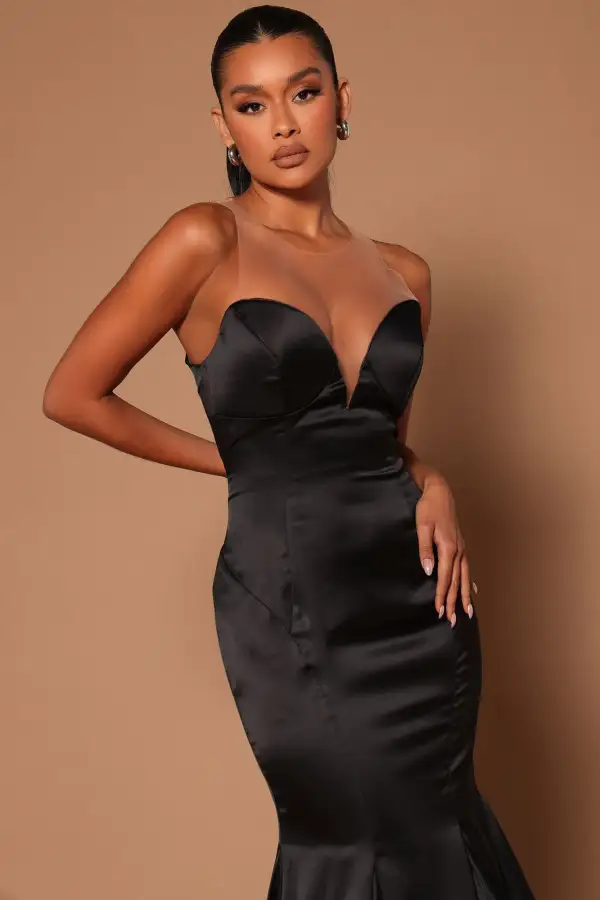 Daniella Satin Gown - Black