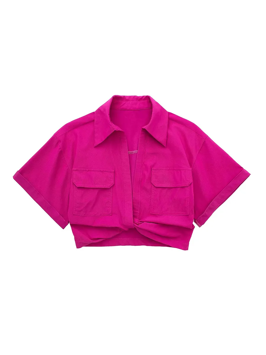 Women's Fitted Stretch Cropped Shirt