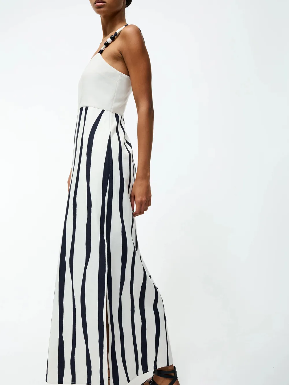 Creative Wave Stripe Square Neck Dress