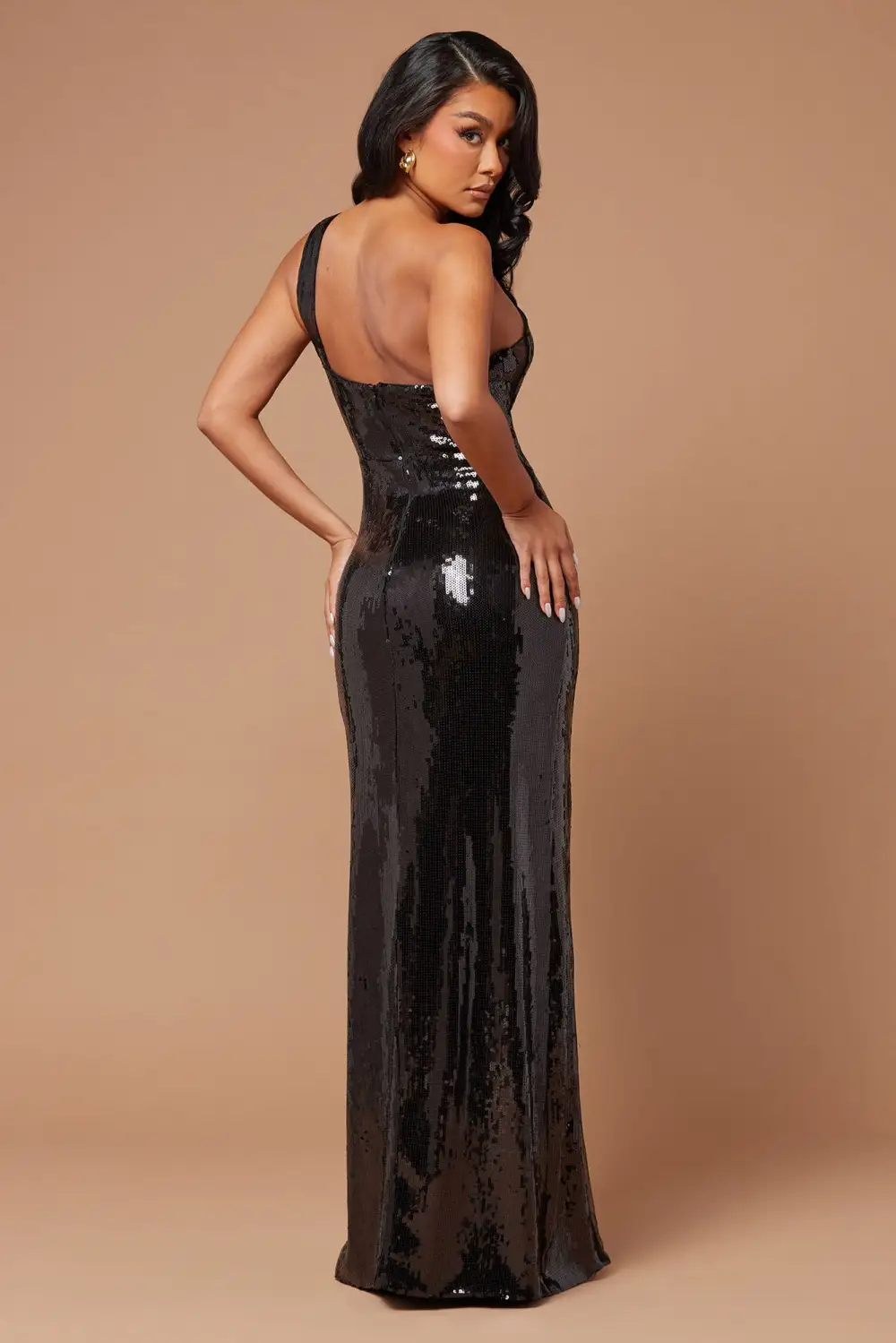 Aamira Sequin Gown - Black