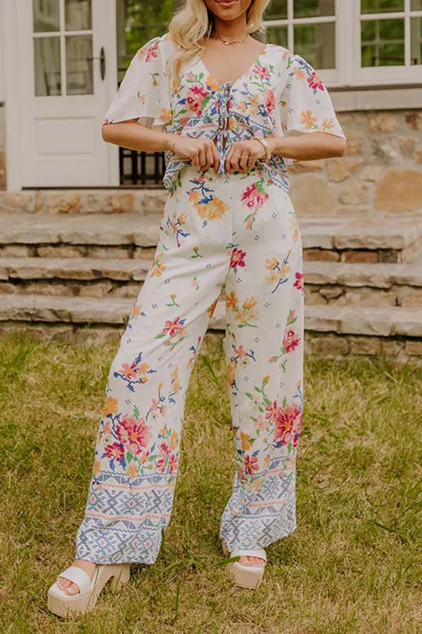Pastoral Art Floral Ladies Loose Pants