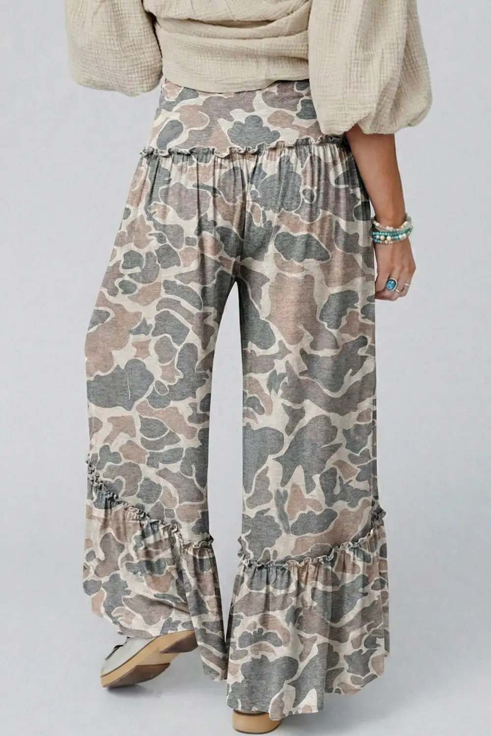 Camo Wide Leg Casual Pants