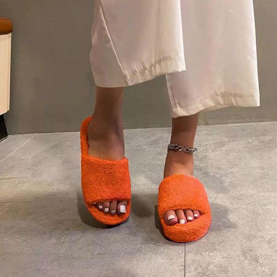Textured Open Toe Platform Slippers