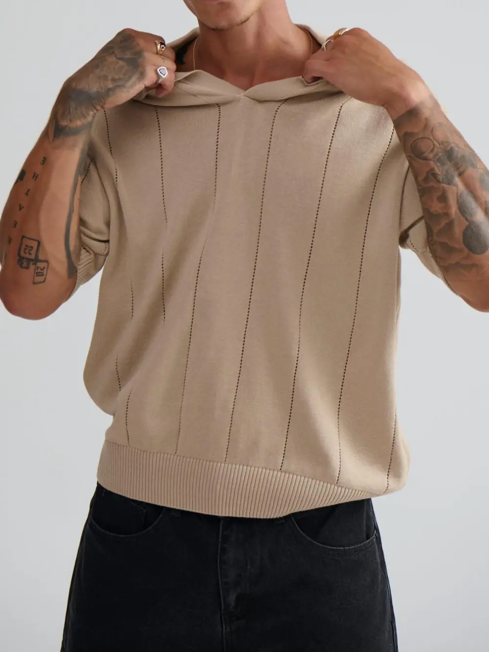 Casual Soft And Comfortable Beige Polo Shirt