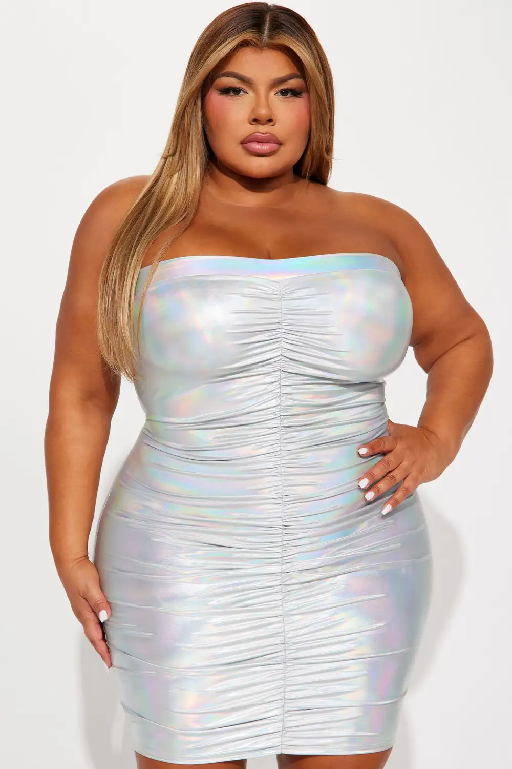 Mona Metallic Mini Dress - Silver