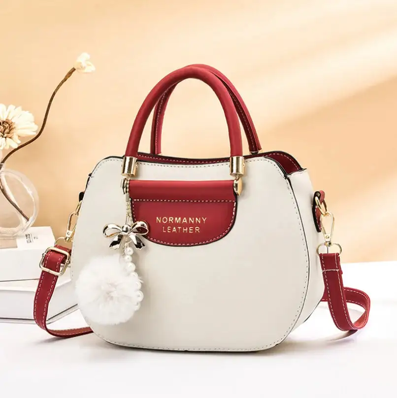 Elegant Panelled PU Tote Bag Feather Embellishments