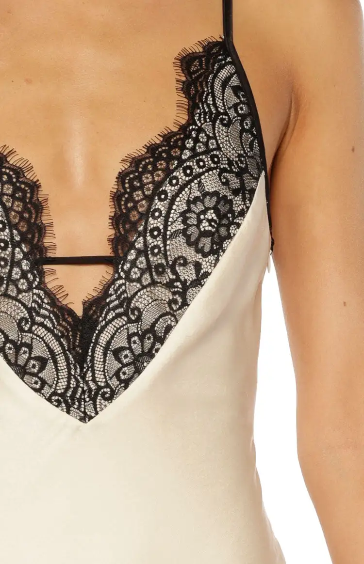 Satin Lace Midi Dress