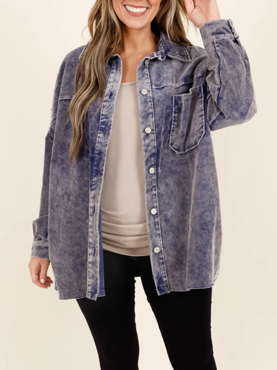 Dark blue pocket button denim jacket