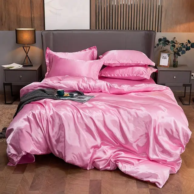 Bedding Set Solid Color Luxury Bedding Kit Rayon Satin Duvet Cover Set Twin Queen King Size Bed Set 2pcs/3pcs/4pcs - Bedding Set