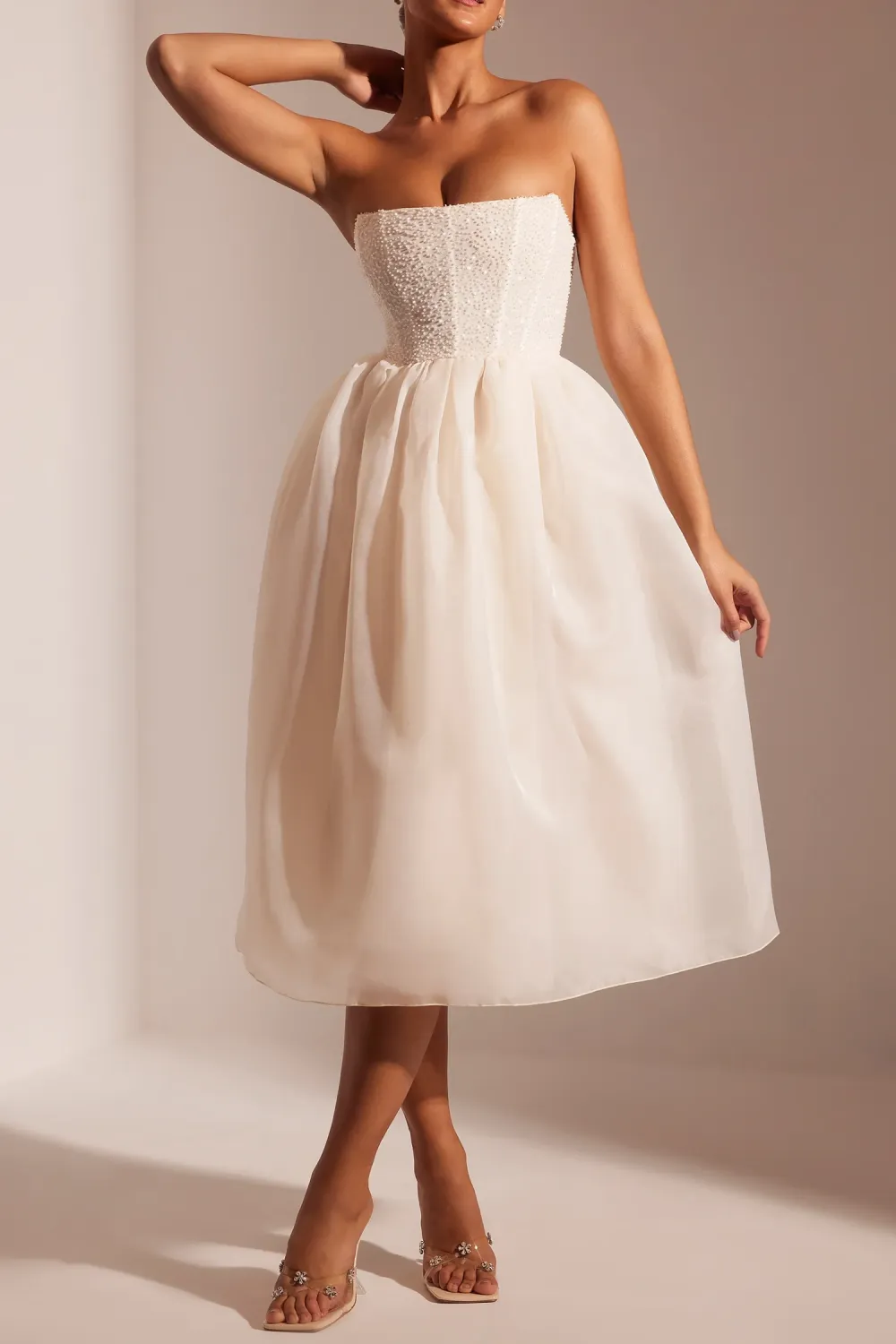 Luxurious Romantic Fluffy Organza Mid-Length