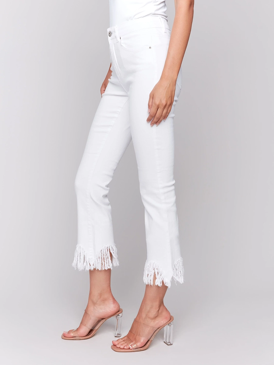 Trendy Raw Edge Cropped Flared Pants