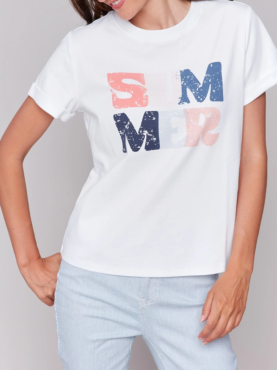 Women's Short-Sleeved Shirt With Cute Letters