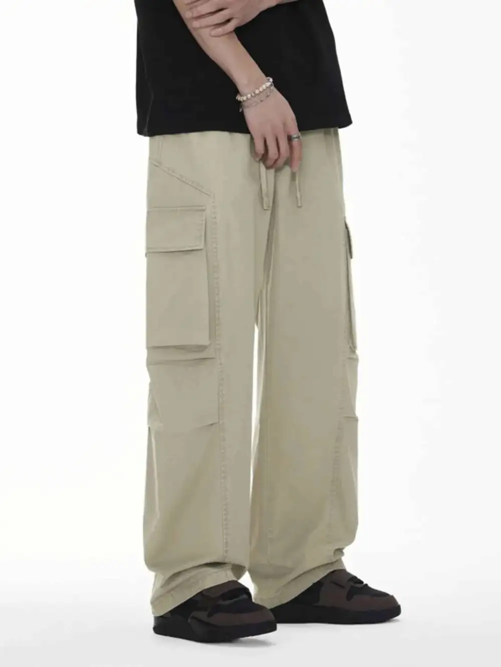 Wide Leg Cargo Drawstring Pants