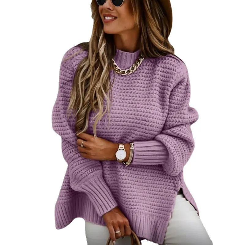 Casual Solid Color Knitted Sweater