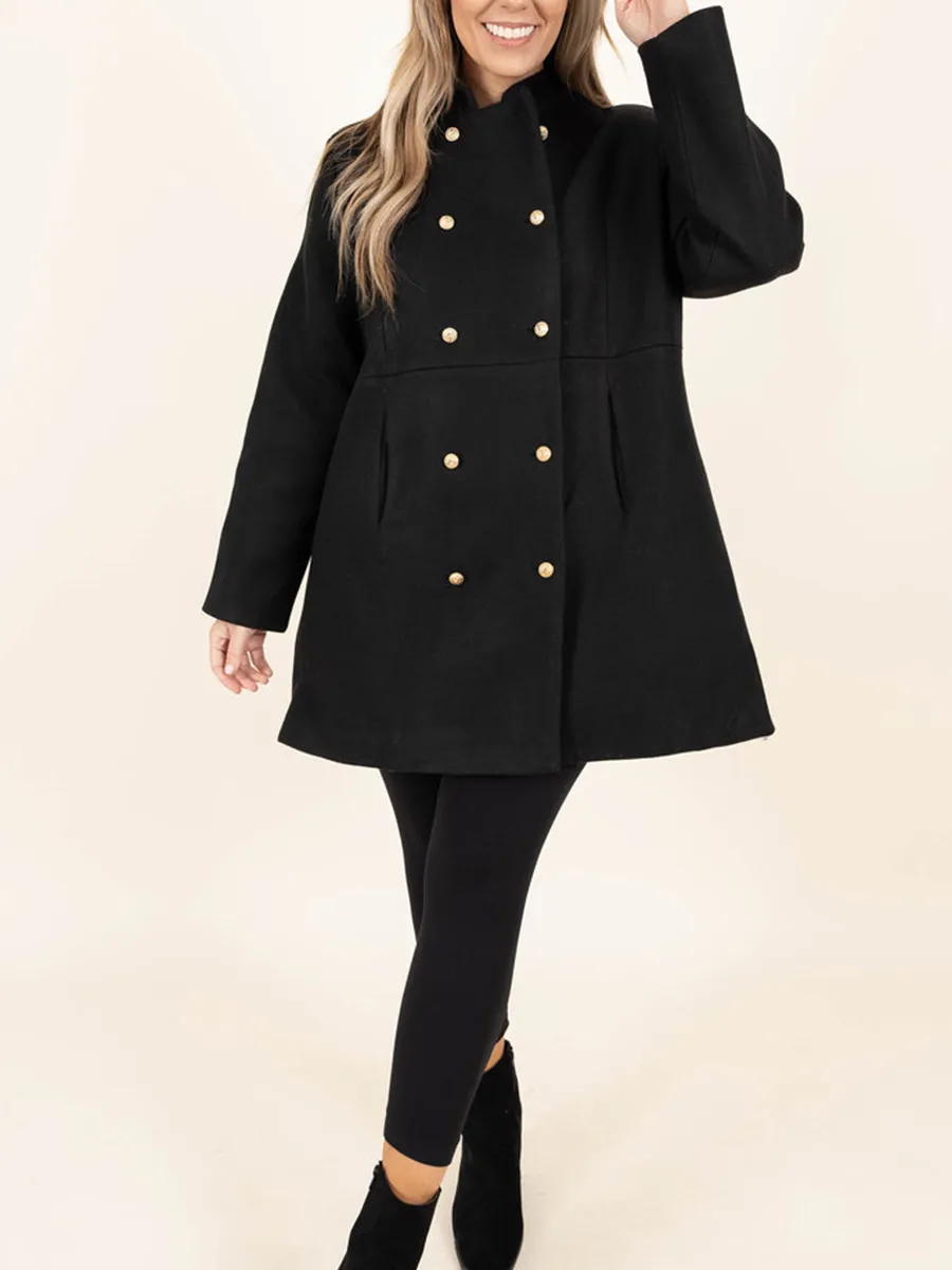 Black Double Breasted Split Design Jacket
