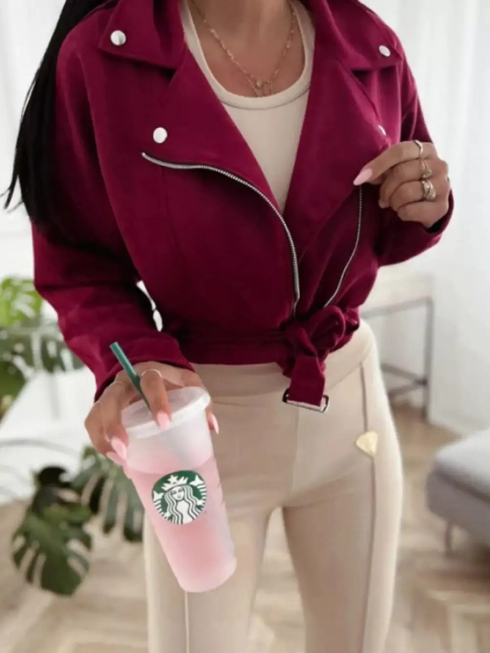 Zip Up Cropped Jacket Comfortable Layering Top