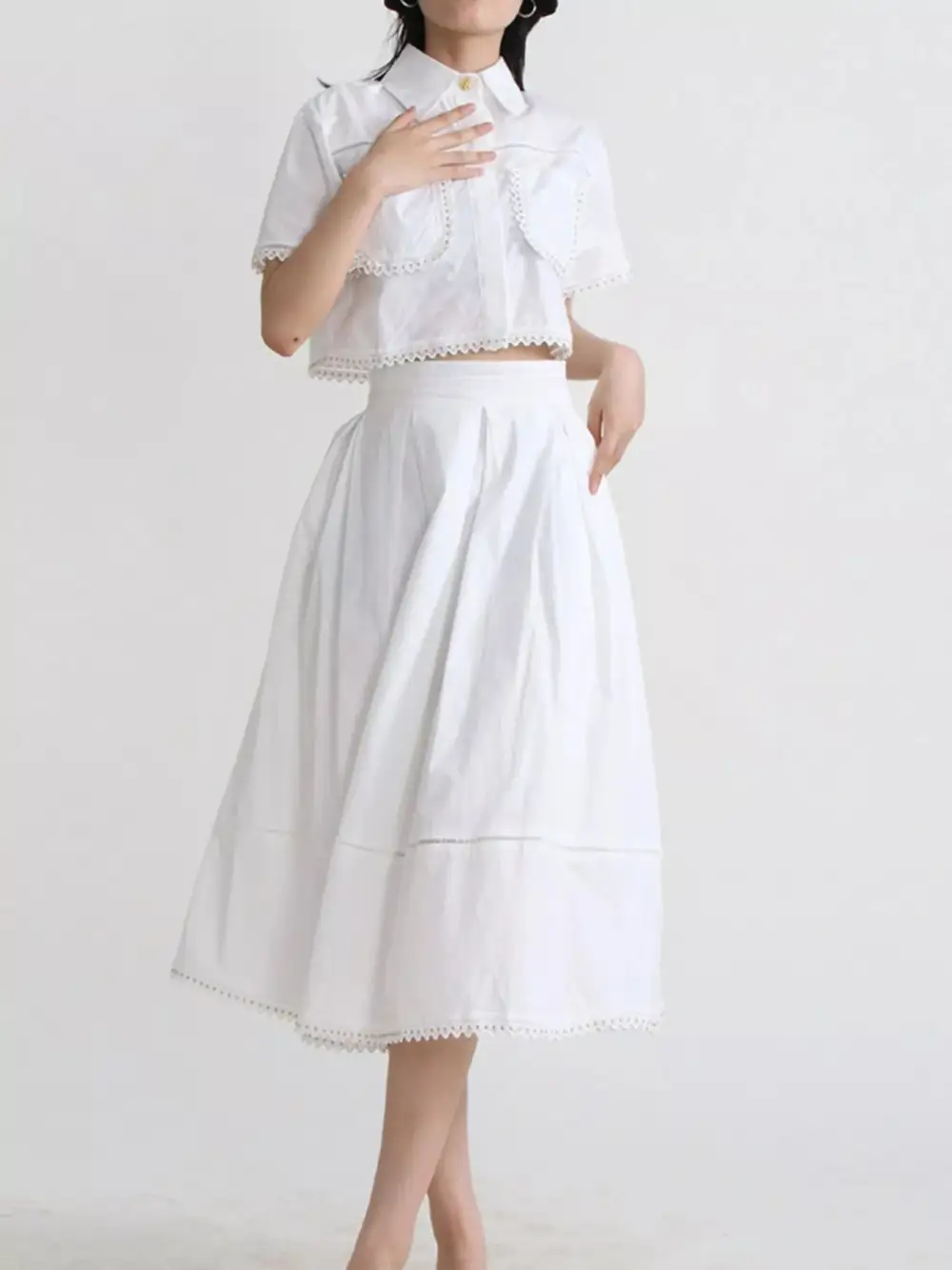 Comfort Button Front Short Sleeve Coordinated Shorts