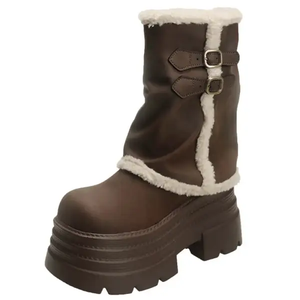 Fur Trim Chunky Platform Boots