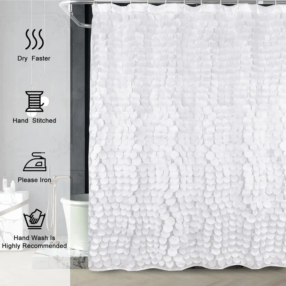 (Store Closing Sale) Modern Cute Decorative Shower Curtain - Textured Shimmer Circle Design Bathroom, 72” x 72”