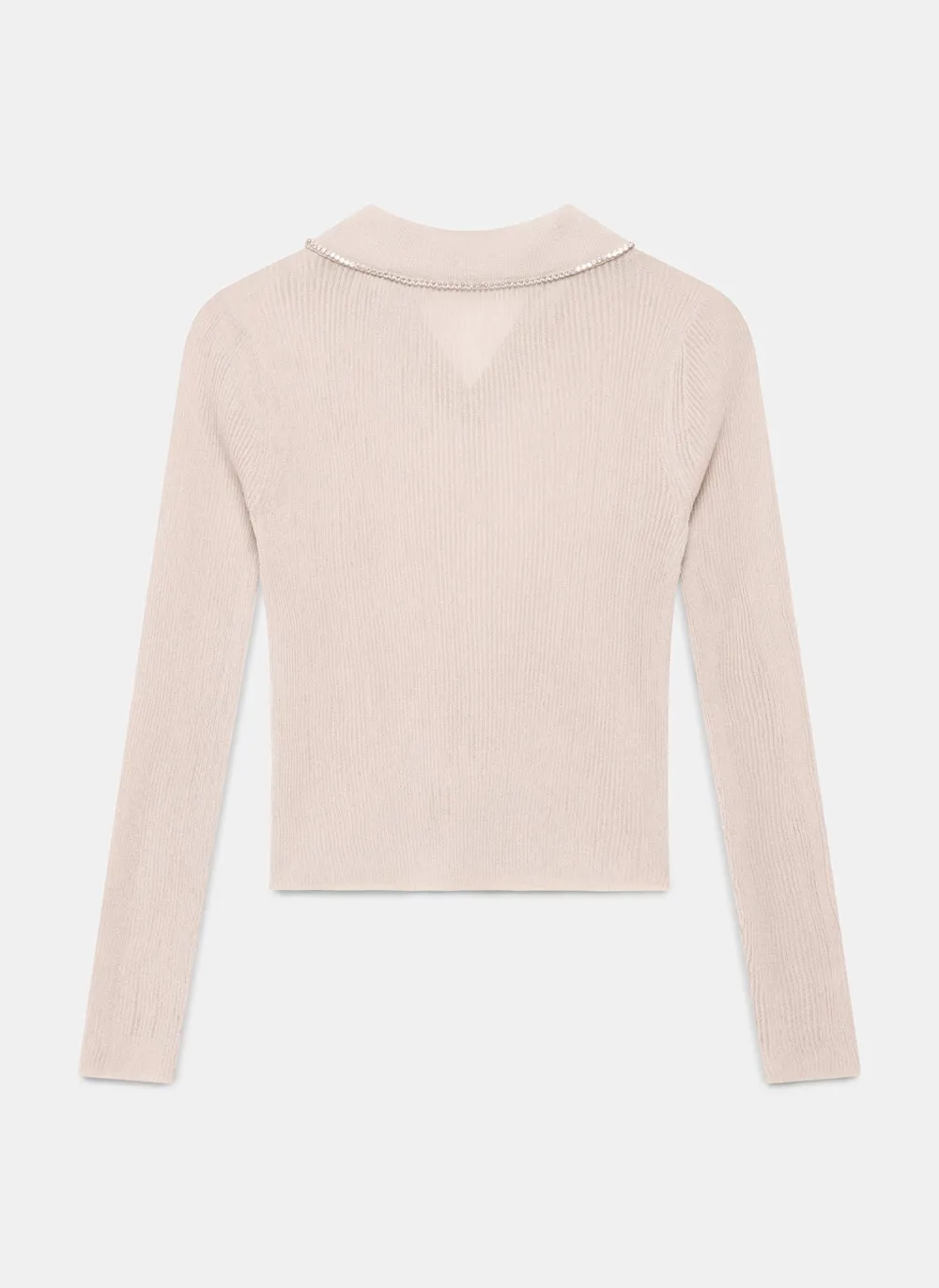 Casual Style Neutral Embellished Collar Top