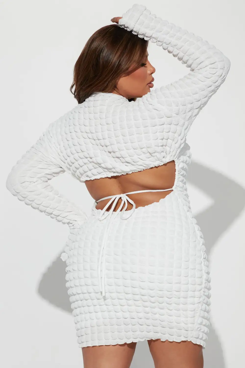 Tia Bubble Mini Dress - White