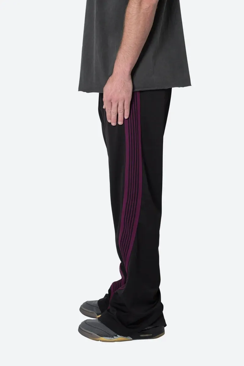 BLACK WITH PURPLE STRIPE TRACK PANTS