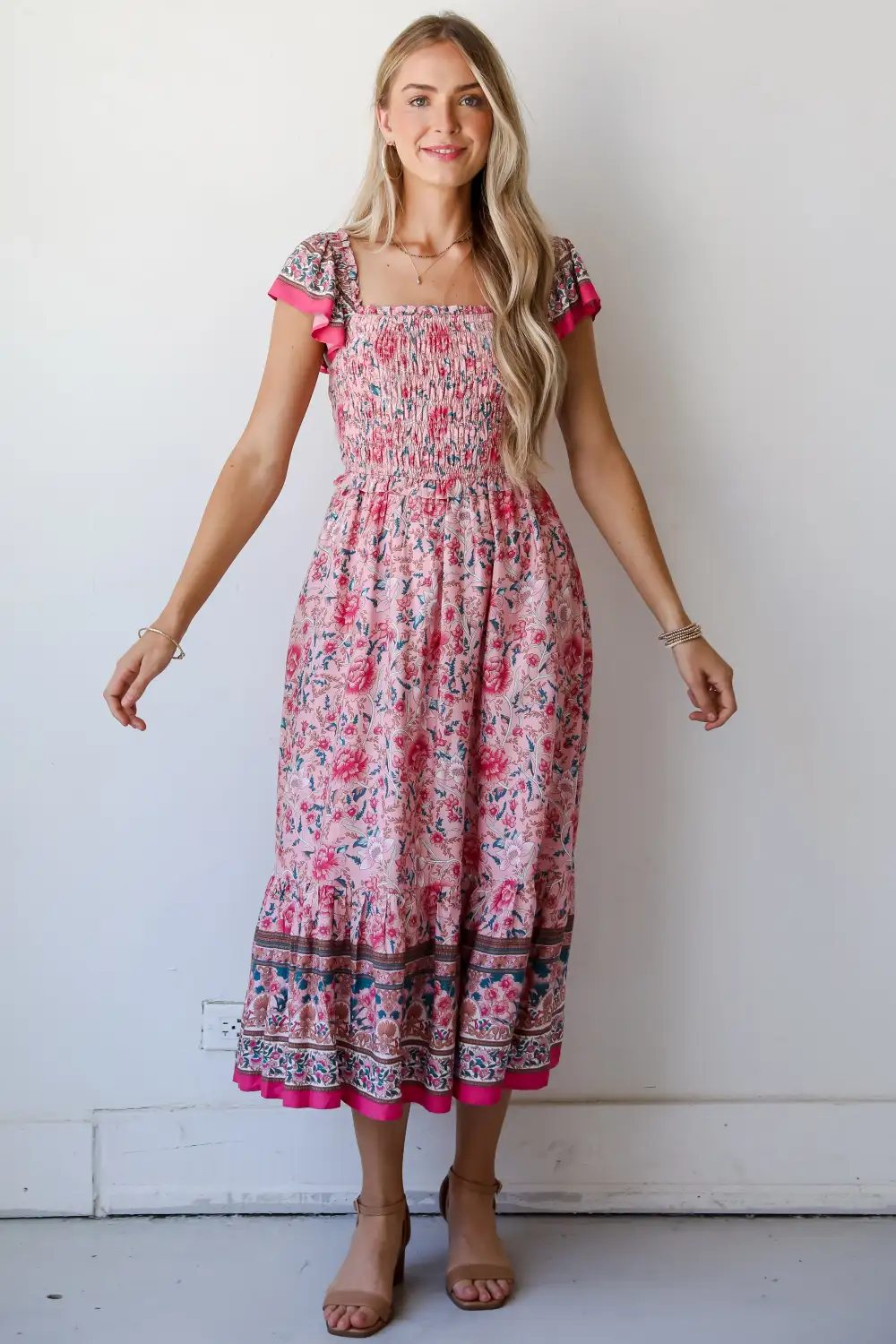 Darling Behavior Blush Floral Maxi Dress