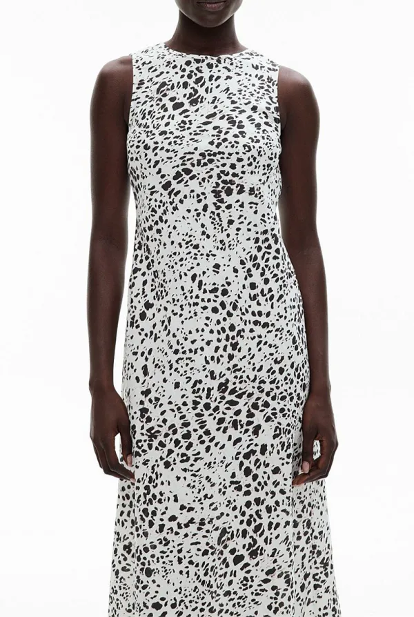Black And White Printed Backless Dress