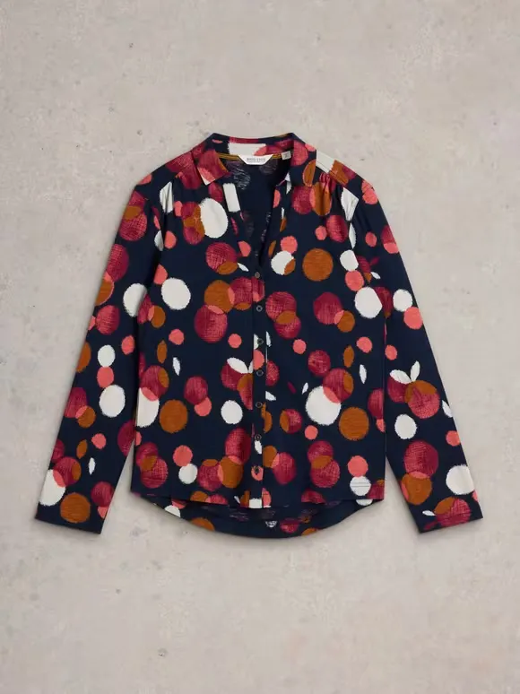 Long-Sleeved Art Graphic Cotton Shirt