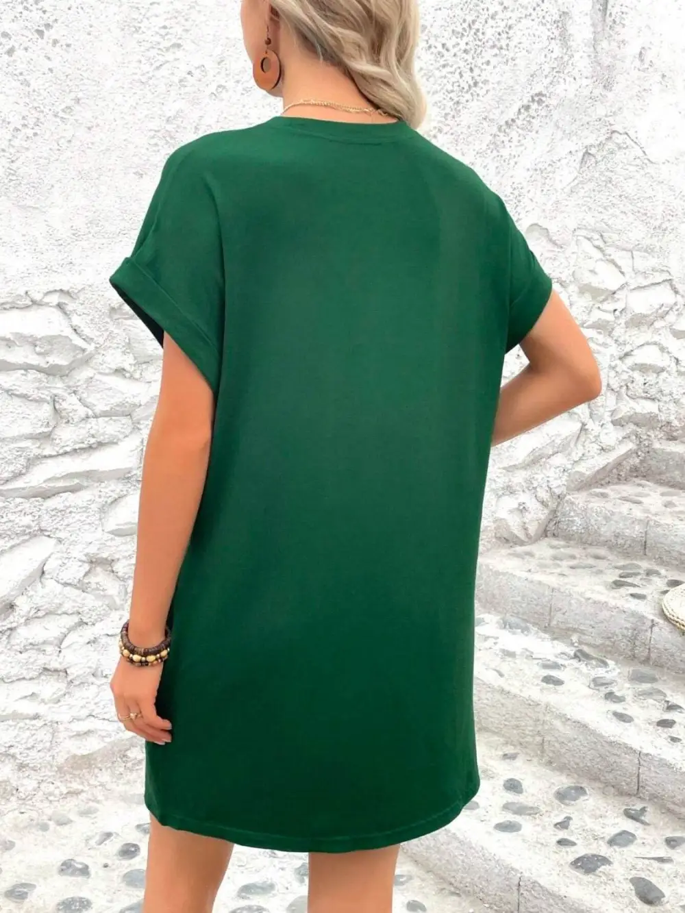 Easy Fit Round Neck Short Sleeve Mini Dress