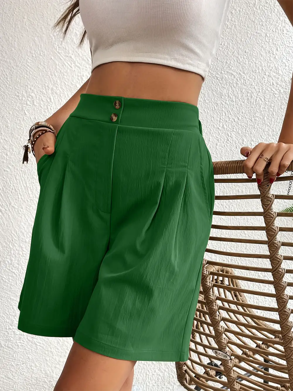 Utility Elastic Waist Pocket Detail Shorts