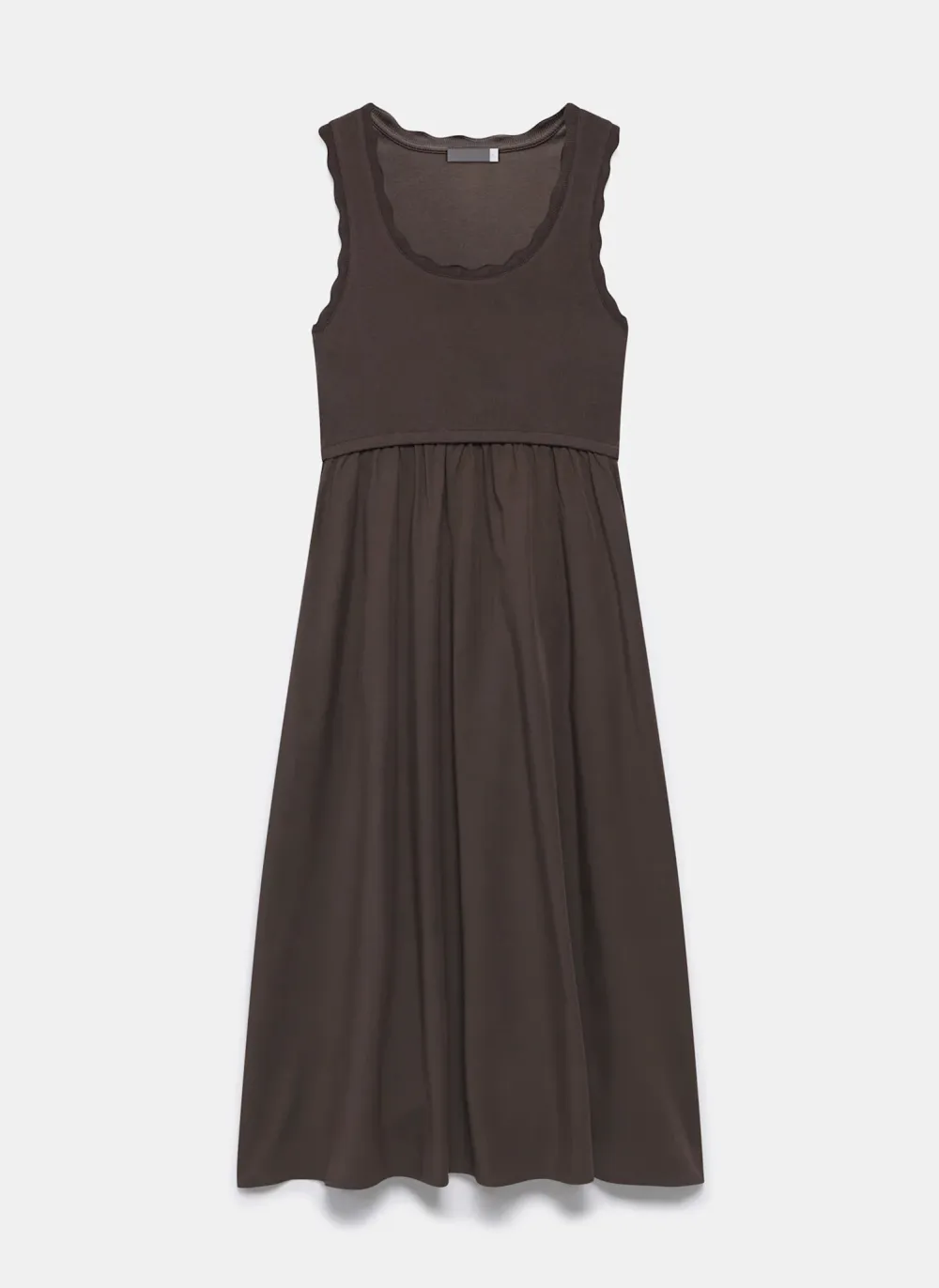 Casual Style Scallop Trim Midi Dress