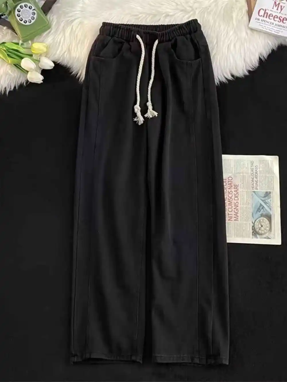 Drawstring Wide Leg Jeans
