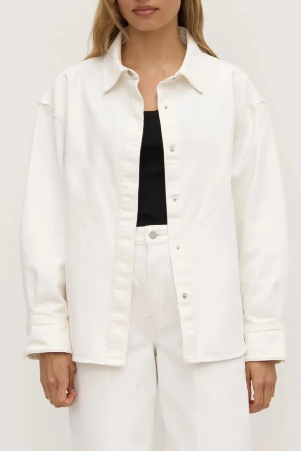 Hidden Concealed Button Denim Jacket