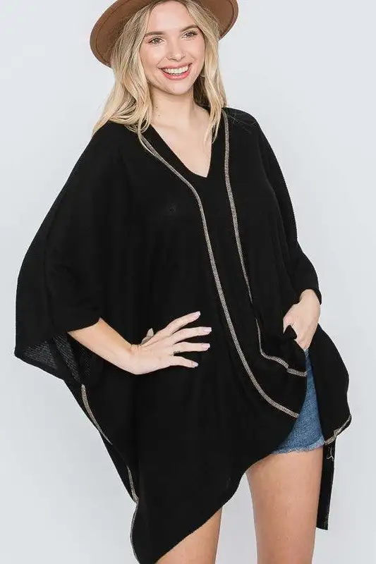 Vivienne V-Neck Poncho Top | URBAN ECHO SHOP