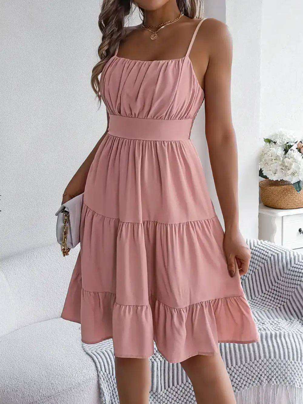 Easy Tie Detail Smocked Dress