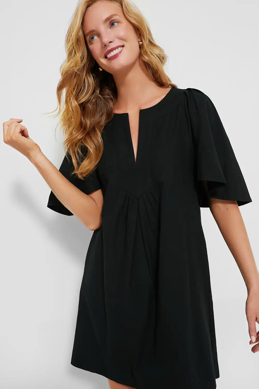 Black Finley Flutter Sleeve Dress