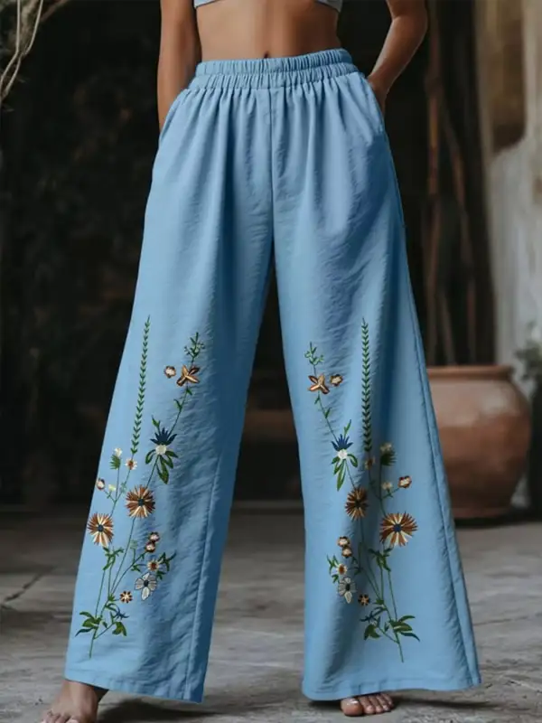 Floral Wide Leg Pants