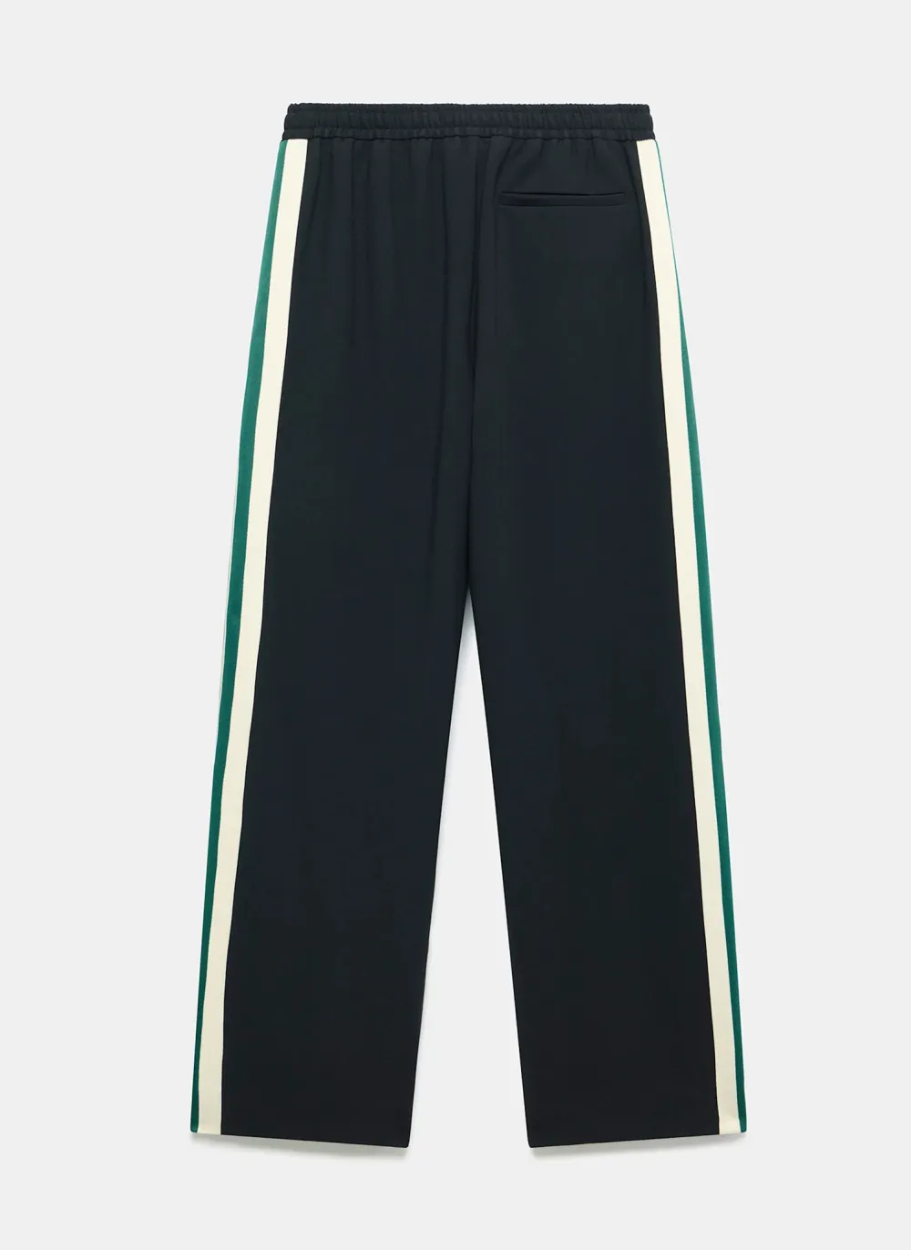 Casual Style Black Wide Side Stripe Trousers