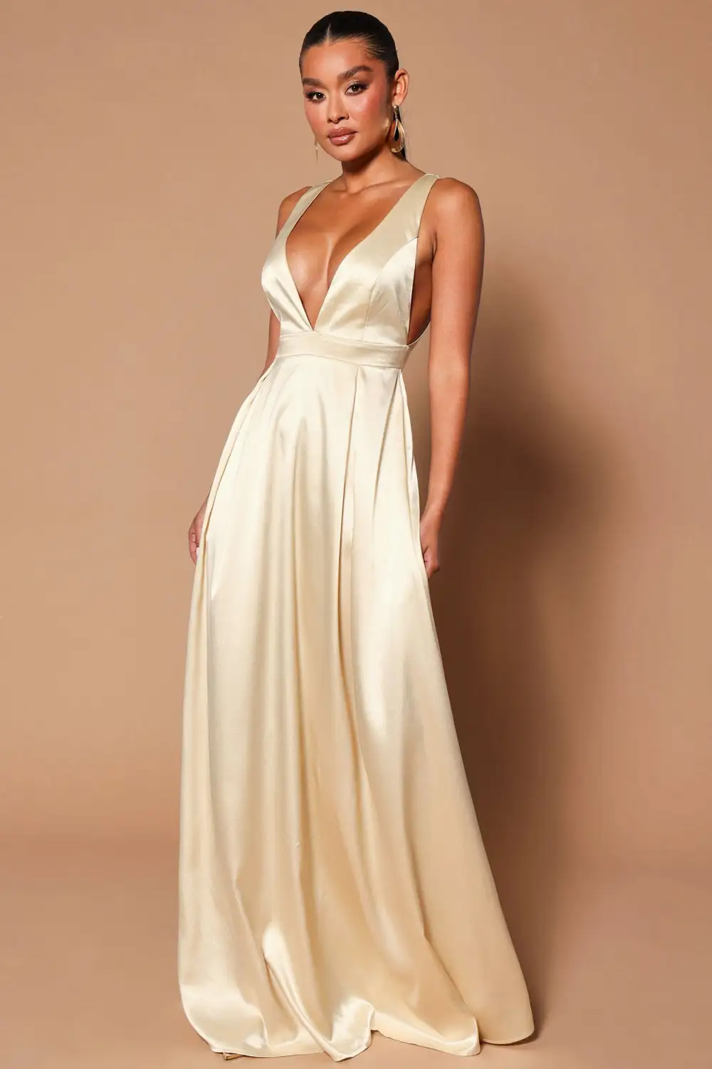 Vivian Satin Maxi Dress - Champagne