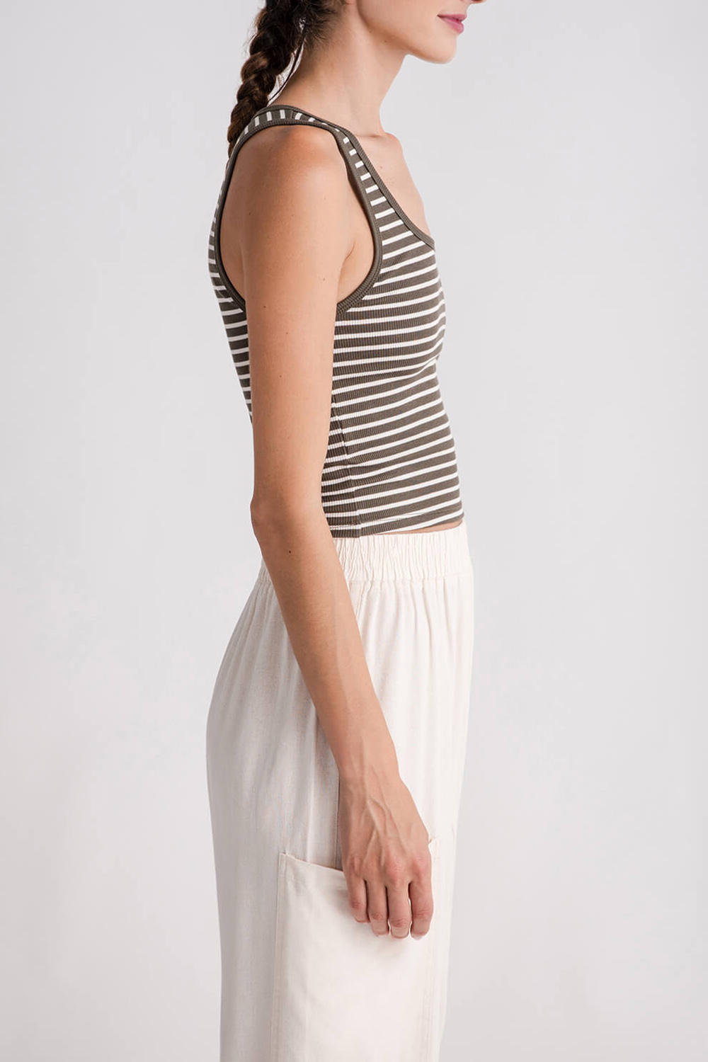 Z Supply Essy Stripe Ribbed Tank - grape leaf